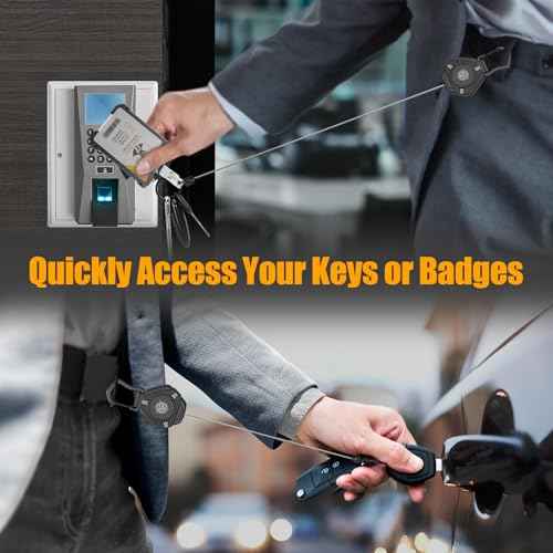 Oaridey Magnetic Retractable Keychain, Heavy Duty Carabiner Badge Holder with Phone Tether Tabs, Tactical ID Badge Reel with 31.8'' Coated Steel Cord and Lobster Clasp, Bearing 10.0 oz - 2 Pack