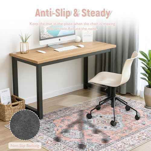 Anidaroel 48"x60" Office Chair Mat for Hardwood Floor, Floor Mat for Office Chair, Boho Under Desk Rug, Office Rugs for Rolling Chairs, Anti-Slip Desk Chair Mat for Hardwood, Terracotta