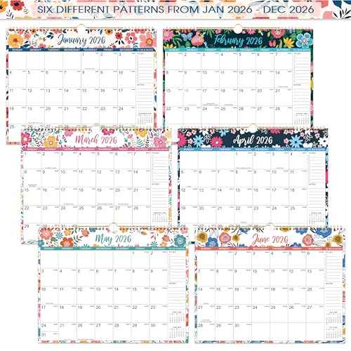 2026 Wall Calendar - Jan 2026 - Dec 2026, 12 Months Hanging Monthly Calendar 2026, 14.8" x 11.57", Twin-Wire Binding, Julian Dates, Large Block, Notes, To-do List, Thick Paper, Perfect for Organizing