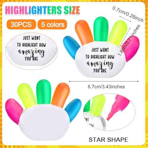 30 Sets Inspirational Christmas Gifts Bulk Petal Highlighter Brush 5 in 1 Multicolor Highlighter for Class Reward Positive Gift Operation Christmas Office Employee (Hand)