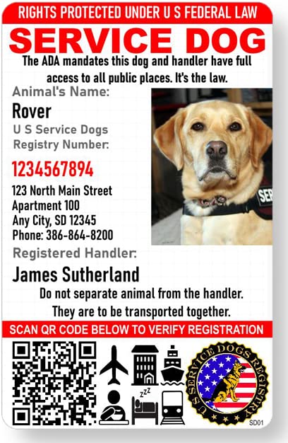Custom Service Dog ID Card with QR Code & Digital ID Holder – Portrait Style