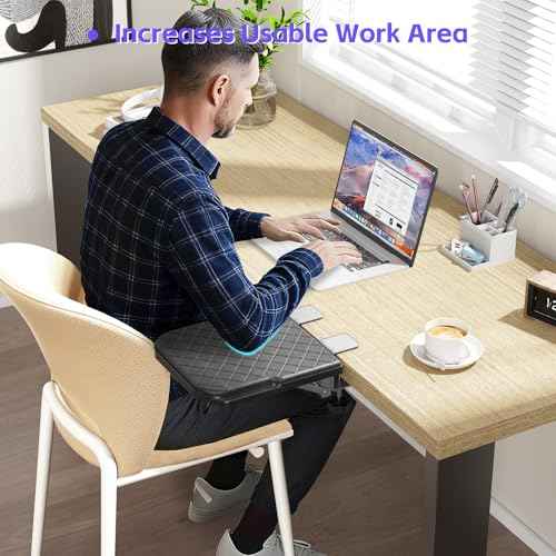 Arm Rest for Desk, 90¡ÆFoldable Computer Wrist Rest Shelf with Sponge Padding, Clamp on Arm Support, Ergonomic Sturdy Desk Extender for Office & Home, Durable & Easy to Install (Black)