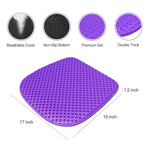 TONINT Gel Seat Cushion 17x15, 1.2 in Thick, Non-Slip Cover for Office Car Wheelchair