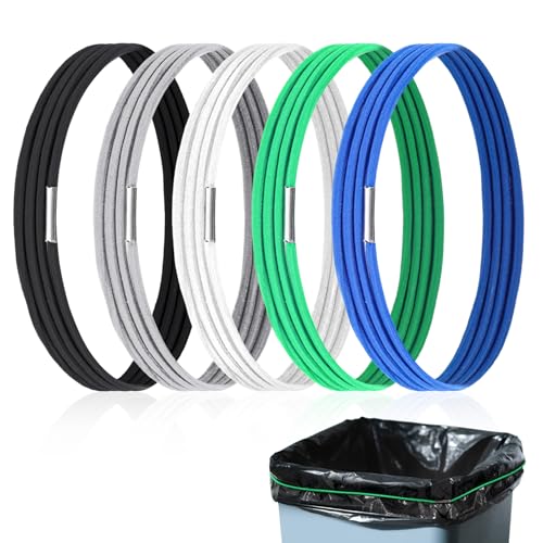 Heavy-Duty 5 Pack Trash Can Rubber Bands for 55-96 Gallon Bins, Elastic Bag Holders (Multicolor)