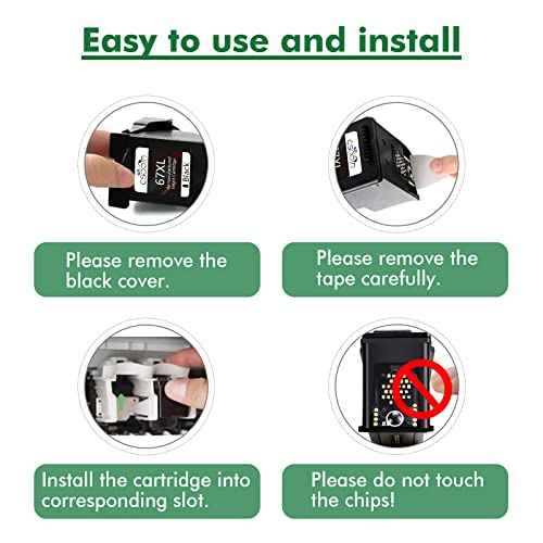67XL Ink Cartridges 2 Packs Replacement for Ink 67 67XL Combo Pack Works for DeskJet 2755e 2700 2855e 2800 4155e 4255e 2755 2852e Envy 6055e 6000 6455e 6400 Printer (Black,Color)