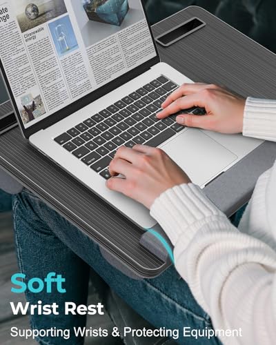Potuopy Black XL Laptop Lap Desk for 17-Inch Laptops, Portable Bed & Desk Tray