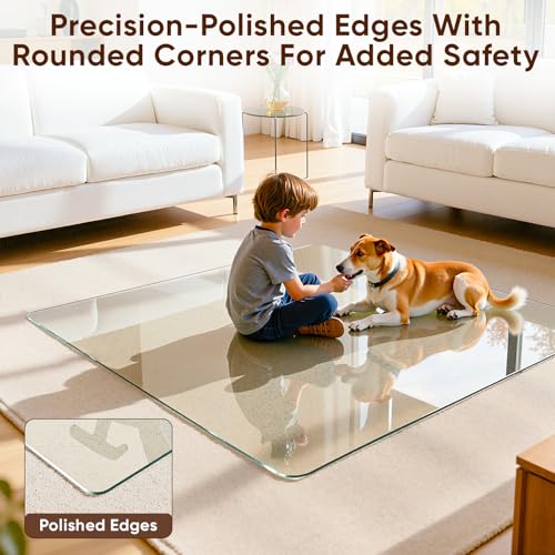 Chair Mat for Carpet - Office Chair Mat - Tempered Glass Floor 36" X 36¡° Transparent Heavy Duty Office Floor Protector with Noise-Free Gliding Shatterproof for Home Office Desk