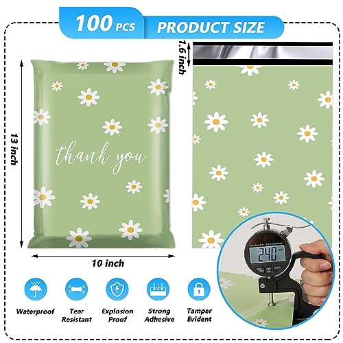 Thank You Poly Mailer 10x13 Inch - Chrysanthemum Design, 100 Pack