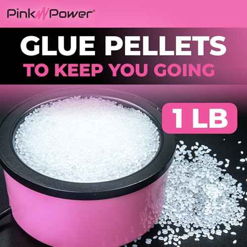 Pink Power Electric Hot Glue Pot for Crafts with 1lb Pellets, Hot Melt Glue Skillet for Crafting - Adjustable Temp 225-400 F 160ml