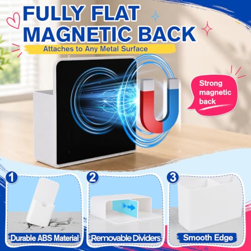 Grtard White Magnetic Pen Holders 4 Pack - Office & Classroom Organization