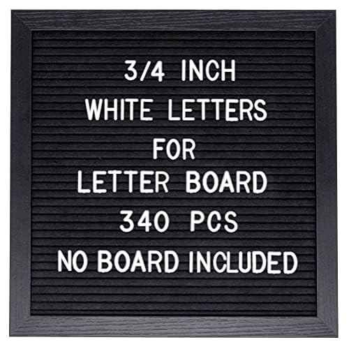 Pre-Cut 3/4 Inch White Letters for Felt Letter Board,340pcs plastic letters including Characters,Numbers,Symbols&Emoji for Message Board - (No Board Included)