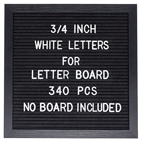 G GAMIT Pre-Cut 0.75 Inch White Letters for Felt Letter Board, 340pcs - Characters, Numbers, Symbols & Emoji, No Board Included