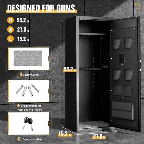 INTERGREAT 8-12 Gun safes,Rifle Safe,Gun Safes for Home Rifle and Pistols, Long Gun Safe for Rifle Shotgun for Home,Quick Access Rifle Safes,Adjustable Shelves, Easy Assemble