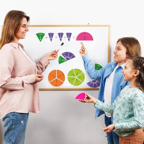 166 PCS Simply Magic Magnetic Fraction Tiles & Fraction Circles with Percentages - Fraction & Percent Strips & Bars, Fraction Manipulatives Class Set, Teaching Learning Fractions, Math Manipulatives