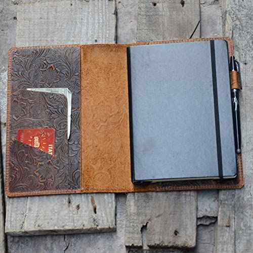 JJNUSA Leather Cover Compatible With Leuchtturm1917 Composition B5 7" x 10" Notebook Travel Journal Cover Distressed Refillable Writing Diary Flower Brown