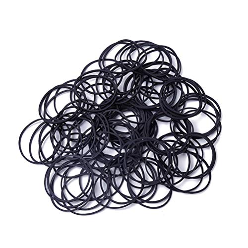 AMUU Black Rubber Bands 300pcs, 60mm Diam, 1.4mm Thick, Office/School
