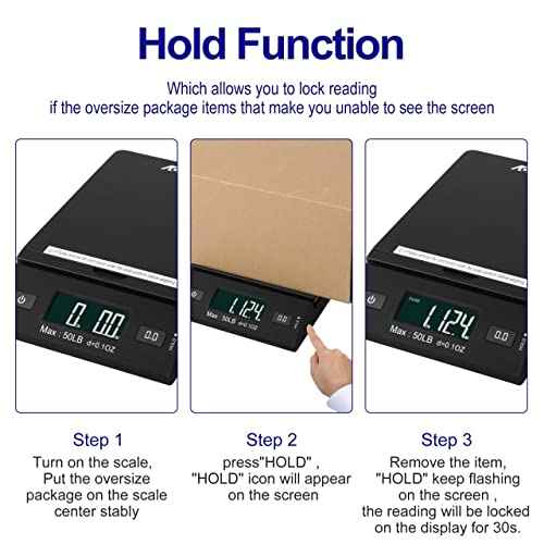 Accuteck 50 lb All-in-One Black Digital Shipping Postal Scale with Adapter (W-8250-50B)