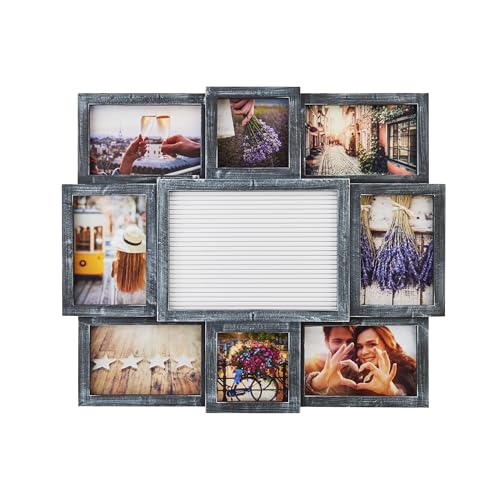 Black 19x17 Inch 8-Opening Collage Picture Frame with Letter Board - Elements