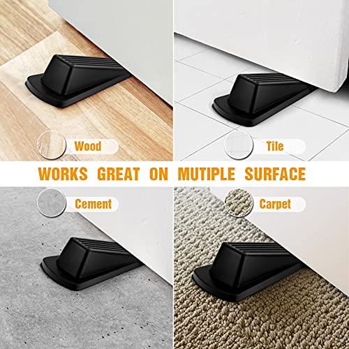 Crosize 5 Pack Rubber Door Stops Non-Slip for 0.2–1.1in Gaps, Black