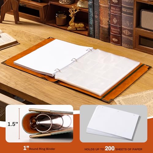 Ovesmusl Green Tree PU Leather 3-Ring Binder, 1 Inch, Holds 200 Sheets
