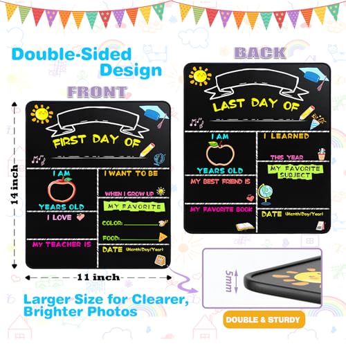 Alinnart Double-Sided First & Last Day of School Sign - 14x11 Inch Reusable Chalkboard Board for Kids - Board Variation
