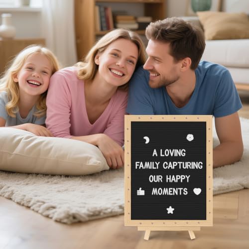 ANWEOR 12x16 Inch Felt Letter Board with LED Lights, Changeable Message, Black