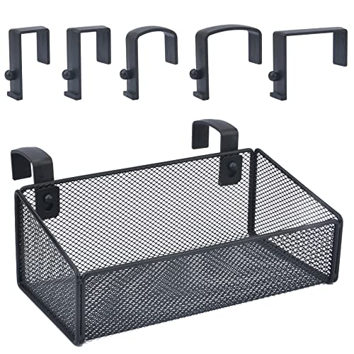 JDYOOMI Black Metal Mesh Cubicle Floating Shelves with 5 Plastic Hangers