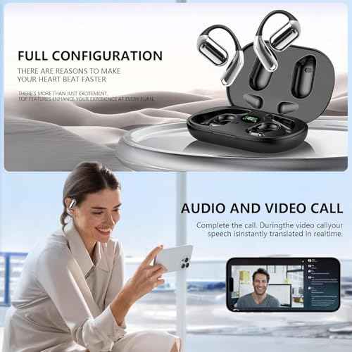 AI Translation Earbuds Real Time, 144 Language Translator Earbuds with APP Compatible with iOS & Android, Bluetooth Headphones Translating Device for Travel Business and Learning - Black