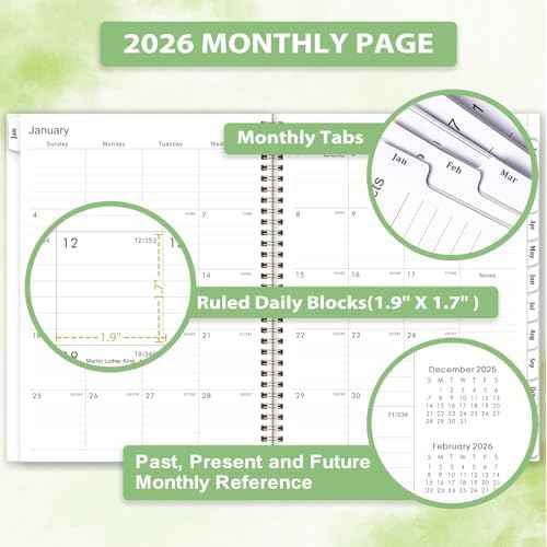 2026 Planner - Planner 2026 Weekly and Monthly with Tabs, 9¡¯¡¯ ¡¿ 11¡¯¡¯, Jan 2026 - Dec 2026, Hardcover, 12 Monthly Tabs, Premium Paper, Twin-wire Binding, Inner Pocket