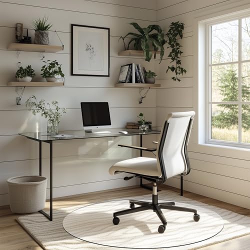 Round Office Chair Mat for Carpet & Hardwood, Upgraded 36" x 36" Dual Use Tempered Glass Chair Mat for Chair and Footrest Under Desk