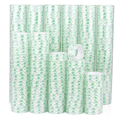 BOMEI PACK 144 Rolls Clear Tape Refills Transparent Tape,3/4 Inch x 800 Inch,Stationery Tape Rolls for Dispenser,Gift Wrapping Tape for Office,School and Home,1 Inch core,Easy Tear by Hand