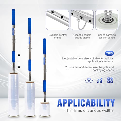 Long Handle Pallet Stretch Wrap Dispenser, Dispenser for Film Width