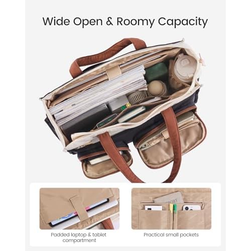LOVEVOOK Teacher Tote Bag for Women,Multi-pocket Laptop Bag with Large Cup Holder,Nurse Bags Work Travel Computer Handbag