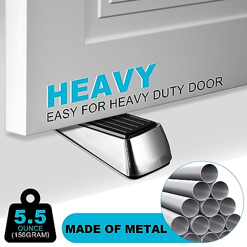 Kigley 10 Pcs Metal Door Stop Heavy Duty Door Stop Wedge Rubber Door Stoppers for Door Bottom Carpet Tile Concrete Wooden Floor for Tile Concrete Wooden Floor Supplies (Brushed Silver)