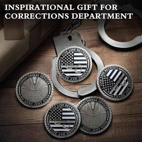 10Pcs Thin Gray Line Coin, Correctional Officer Silver Challenge Coins Honor Correctional Officers Gray Prison Police Coin Law Enforcement Appreciation Gifts
