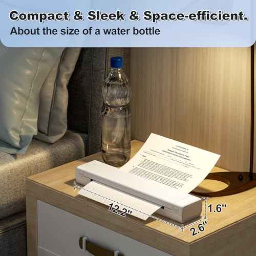 Zoolion M08F Portable Thermal Printer for Travel and Home Office - Wireless, Compact, Inkless - Supports 8.5" X 11" US Letter Size Thermal Paper