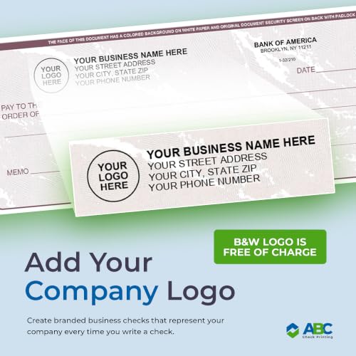 ABC 3-On-Page Manual Checks with Stub Vouchers, 100 Checks, Customizable