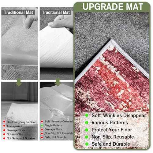 WTHYGB Office Chair Mat for Hardwood Floor Abstract Washable Desk Throw Rug for Rolling Chair Non-Slip Computer Chair Protector 36¡±x60¡±