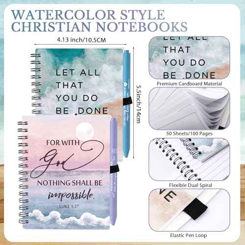 30 Sets / 60 Pcs Christian Christmas Gifts Bulk for Women Christian Notebooks with Bible Verse Pens Prayer Journals Religious Notepad Church Gifts for Men Sunday School Bible Study Supplies