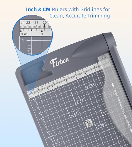 Firbon 12 Inch Heavy Duty Guillotine Paper Cutter, Gray, Office & Studio Trimmer