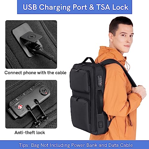 VGOAL Travel Laptop Backpack, Laptop Bookbag College Backpack Durable Water Proof with USB Charging Port for Men Women (FG6317-B)
