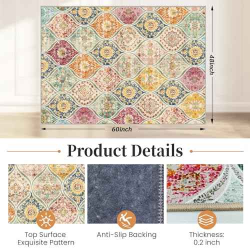 Office Chair Mat for Hardwood Floor & Tile Floor,48"X 60" Heavy Duty Desk Chair Mat for Hard Floors, Under Desk Rug for Rolling Computer Chair,Anti Slip,Low Pile Carpet Floor Protector-Multi