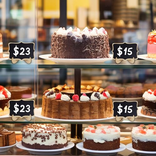 15 Pcs Mini Wooden Chalkboards Signs for Wedding and Food, Messages Signs, 3 Shapes Kinds of Board with 2 Chalk Markers