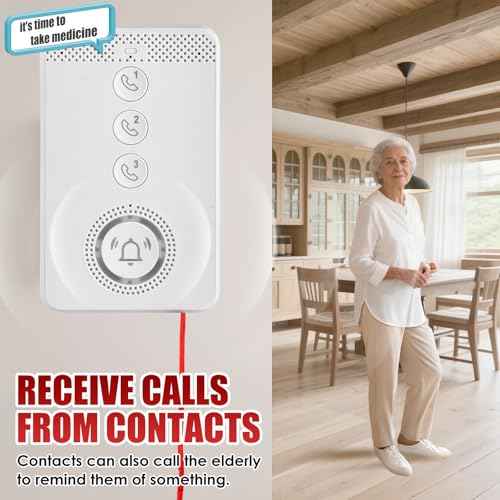 Wireless Caregiver Pager with Voice Call Function (Need SIM Card), Medical Alert System for Seniors, Two-Way Calling & Voice Recognition and Emergency Pull Cord for Elderly/Patient/Disabled Monitoring