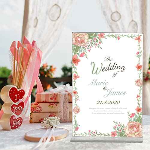Amyhill 24 Pack Acrylic Sign Holder Plastic Standing Frame Clear Table Menu Double Sided T Shape Poster Acrylic Frame for Wedding Party Office Restaurant Hotel(5 x 7 Inch)