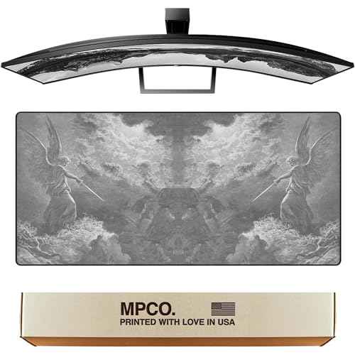 MPCO. Large Gaming Mouse Pad- 36" x 17" Duraglyde Ancient Times Grey & White Mouse Pad Mat - Full Desk Mouse Pad for Smooth Control - Non-Slip, Washable, Smooth Finish Large Mousepad for Desk