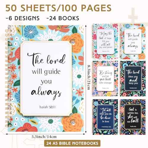 Zhanmai 146 Pcs Church Gifts for Women Bulk Bible Verse Notebooks and Pens Inspirational Keychain Religious Bracelets Stickers Christian Favors Gifts for Women Christmas