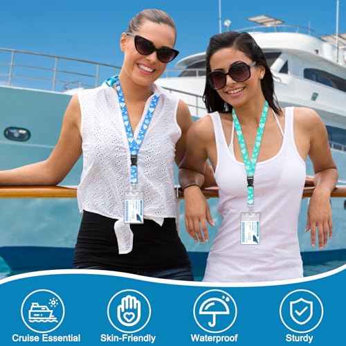 6 Pack Cruise Lanyard for Ship Cards Detachable Lanyards with Waterproof ID Badge Holder, 2025 Cruise Essentials Accessories