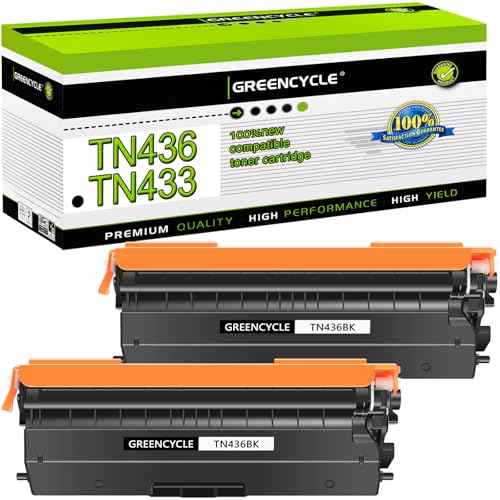 greencycle Black Compatible Toner Cartridge Replacement for Brother TN436 TN-436 TN436BK TN433 TN431 Work with HL-L8360CDW HL-L8360CDWT MFC-L8900CDW HL-L8260CDW MFC-L8610CDW Printer (2 Pack)
