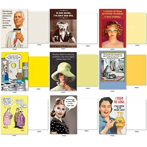 NobleWorks - 36 Assorted Funny Blank Cards Box Set with Envelopes, Mixed Humor Bulk Variety Pack - Just Because, Friendship for Men, Women (36 Designs, 1 Each) - Blank Expressions AC9153OCB-B1x36